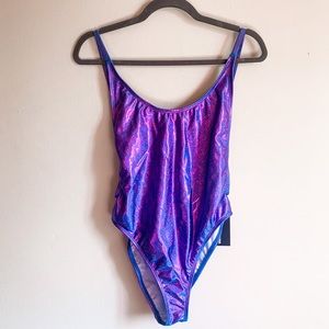 NWT Fashion Nova Blue & Purple Color Shift One Piece Backless Bathing Suit